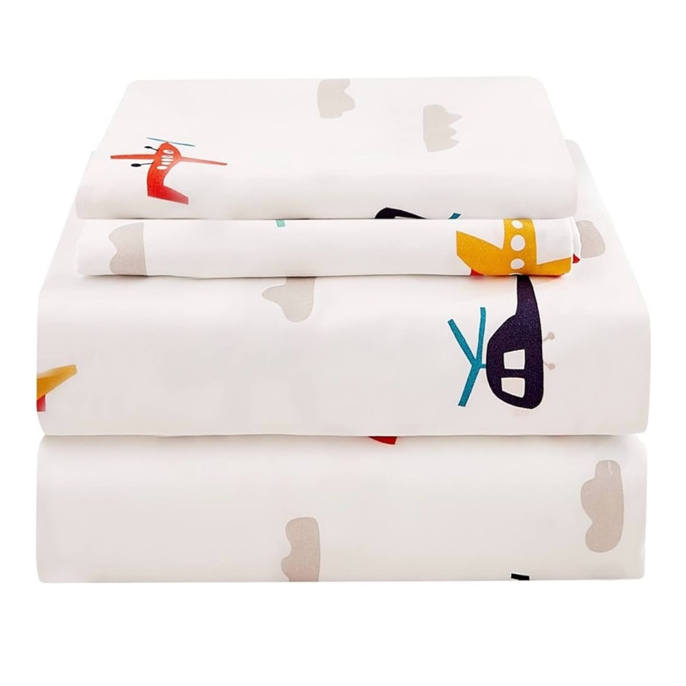 Airplane Colorful Patterned 3 piece Bedding Set twin